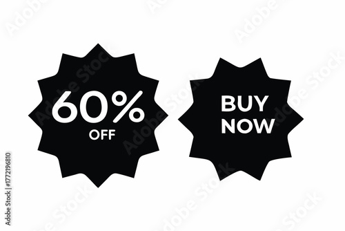 60 percent off discount badge vector illustration isolated on white background