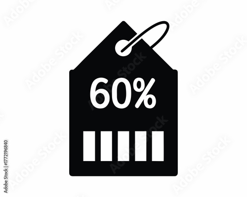 60 percent off discount badge silhouette vector illustration isolated on white background