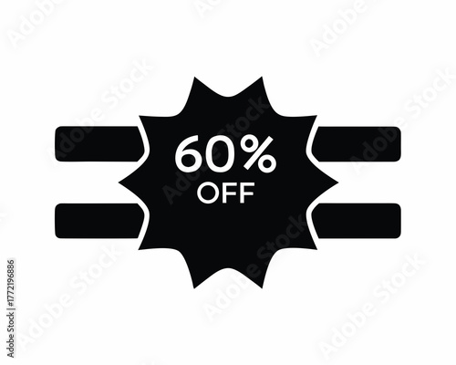 60 percent off discount badge vector illustration isolated on white background