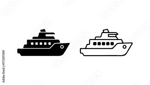 Cruise ship icons with transparent background