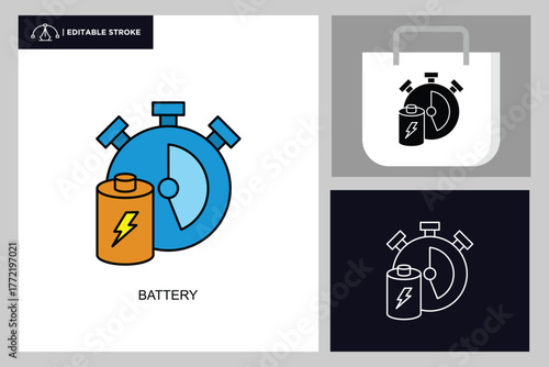 Battery lineal color icon concept