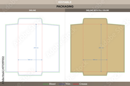 Letter envelope dieline crafted with vector layout enhancing printing uniformity and balanced packaging structure consistent die line accuracy ensures smooth envelope formation