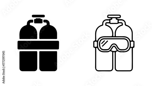 Scuba gear set with transparent background