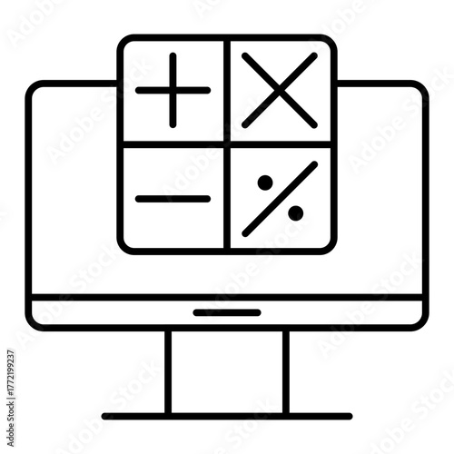 accounting software line icon with editable stroke