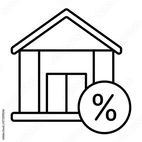 tax office building line icon with editable stroke