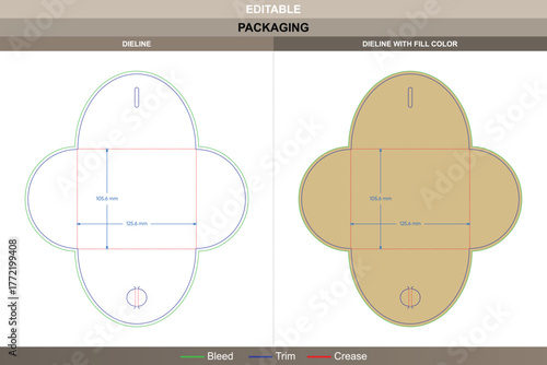 Custom envelopes envelope sleeves curved buckles dieline built using precise vector structure enhancing printing quality and packaging flexibility refined die line joins curved edges