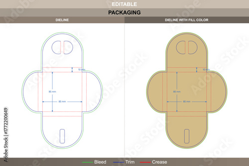Butterfly lock envelope sleeve dieline drawn with vector guidance supporting printing neatness and packaging security detailed die line patterns create elegant locking structure