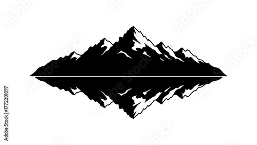 Mountain range reflection with transparent background