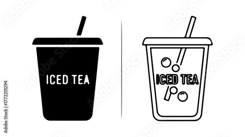 Iced tea drinks with outline and solid fill with transparent background