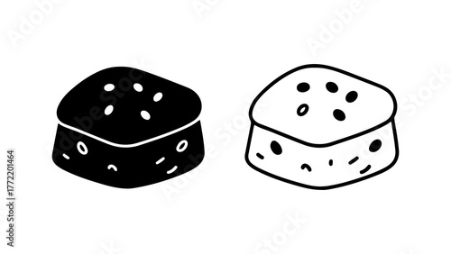 Square cookie with sesame seeds with transparent background