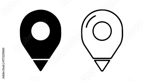 Location pins with outline and solid fill with transparent background