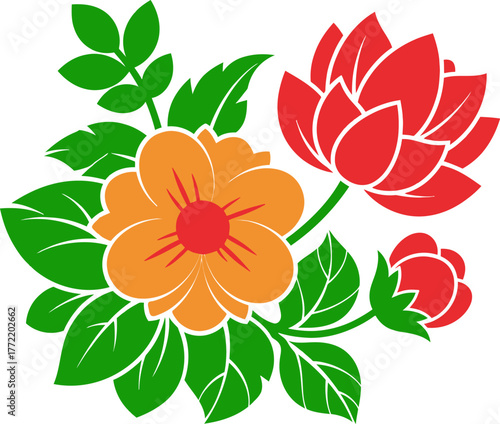 A seamless vector floral pattern featuring illustrated blossoms, leaves, and branches for spring and summer decoration design