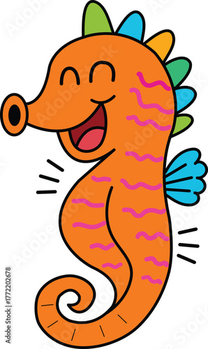 Seahorse holding onto coral in the tropical ocean.