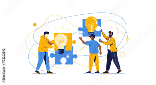 Creative Team Assembling Innovation, Collaboration and Generating New Ideas Together