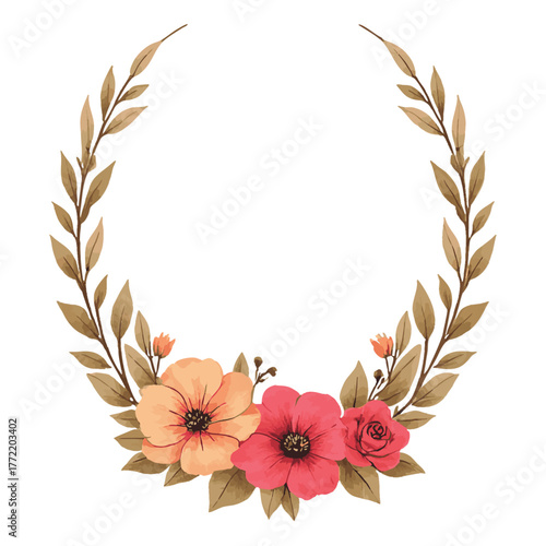 wedding crest , watercolor floral crest vector, watercolor crest