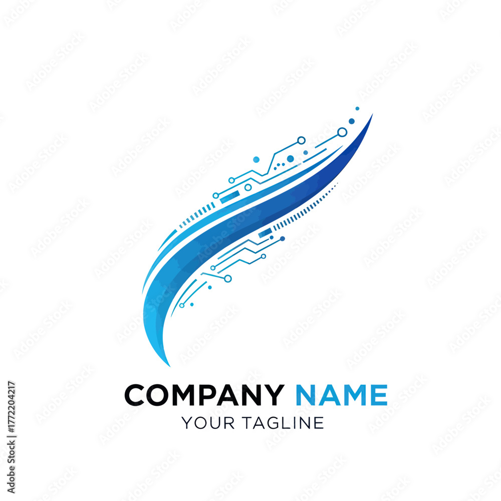 Naklejka premium Abstract Digital Feather Logo Design with Circuit Board Elements.