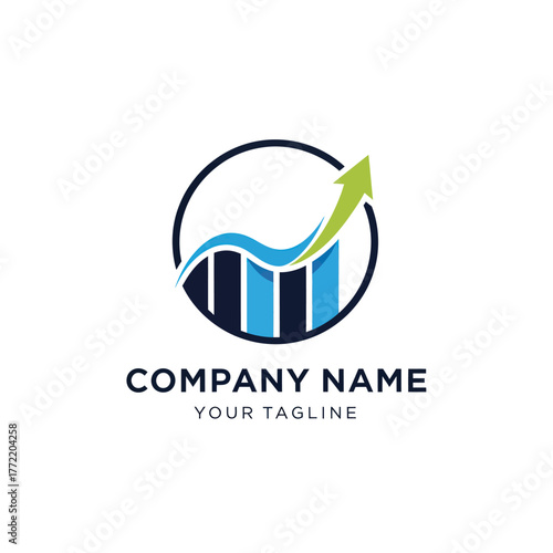 Financial Growth Chart Logo with Upward Arrow in Circular Design.