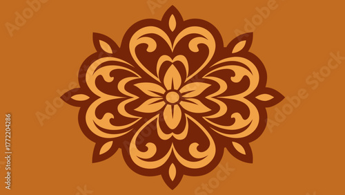 Floral Ornament Engraved Wooden Design Background