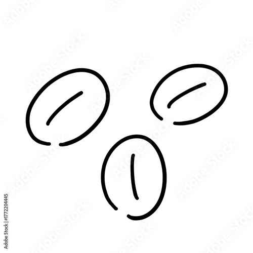 シンプルなコーヒー豆の線画イラスト