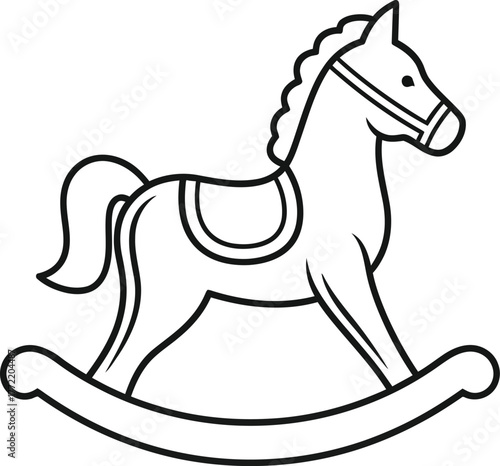 Illustration of a rocking horse toy in classic style