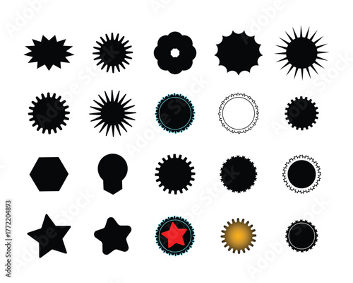 Collection of various abstract geometric shapes isolated on white background