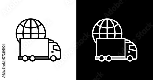 Cargo Truck White Icon Set Design