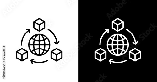 Supply Chain White Icon Set Design