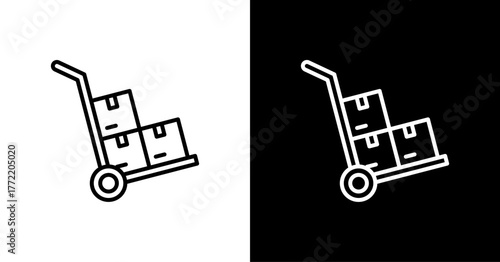 Hand Cart White Icon Set Design