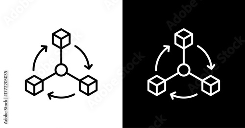 Supply Chain Network White Icon Set Design