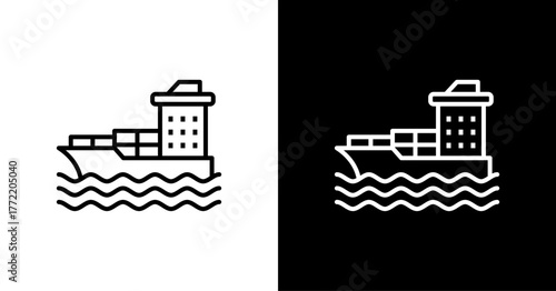 Ship White Icon Set Design