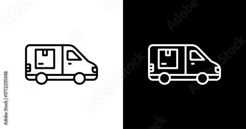 Delivery Van White Icon Set Design