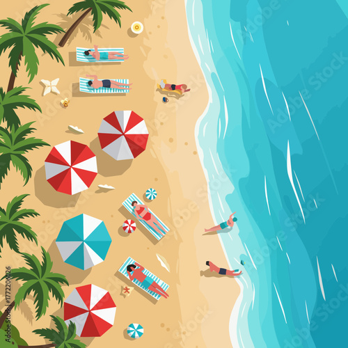 Aerial View of Tropical Summer Beach Holiday