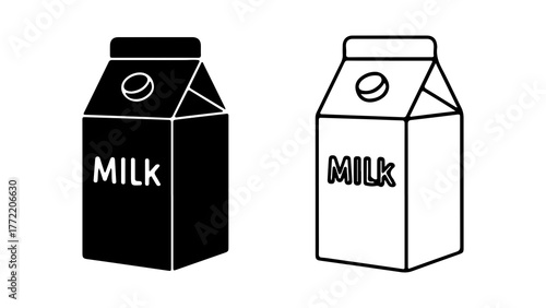 Milk carton icons with transparent background