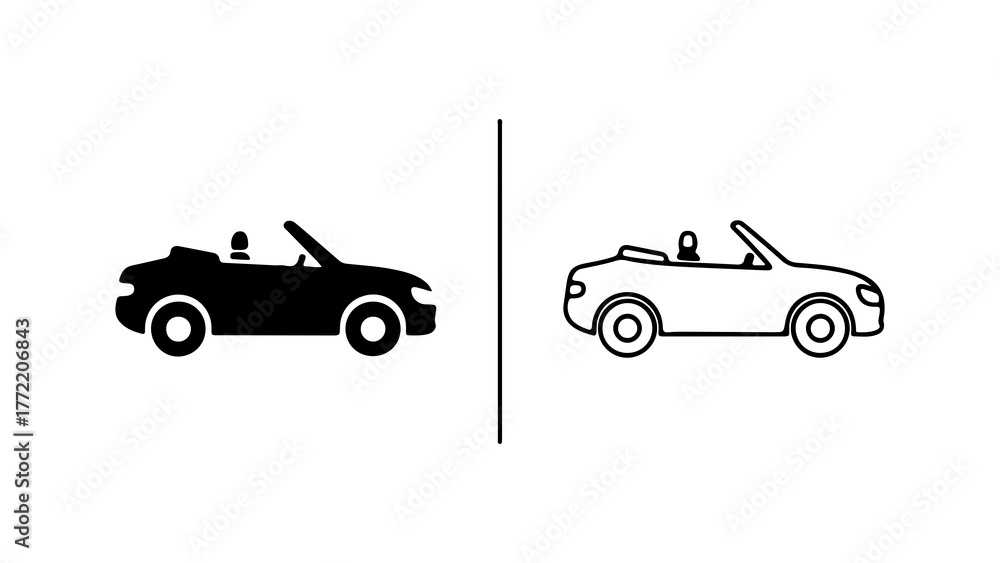 Fototapeta premium Convertible car icon with transparent background