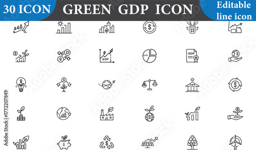 This green GDP icon set is perfect for illustrating sustainable development concepts. Use these icons to enhance your presentations and website designs. 