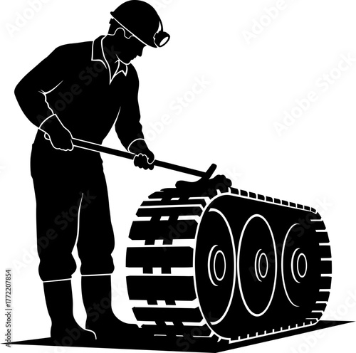 dedicated operator meticulously ensures robust machinerys tracks are fully prepared