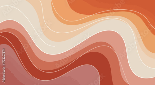 Fluid Abstract Warm Tones Wavy Pattern Background Design Illustration