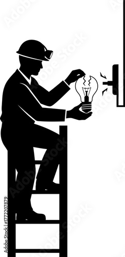 electrician confronts outage, carefully restoring a vital connection for illumination