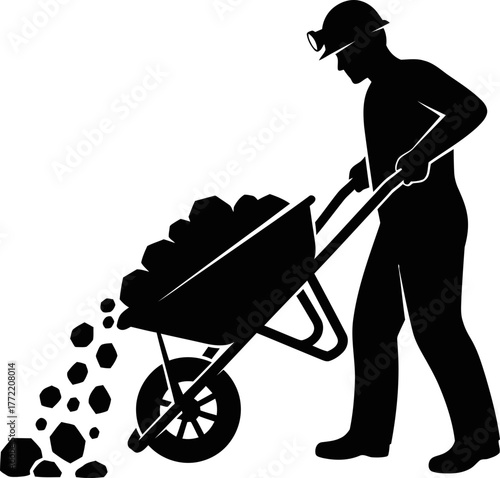 resilient worker extracts precious resources, forging paths towards future prosperity daily