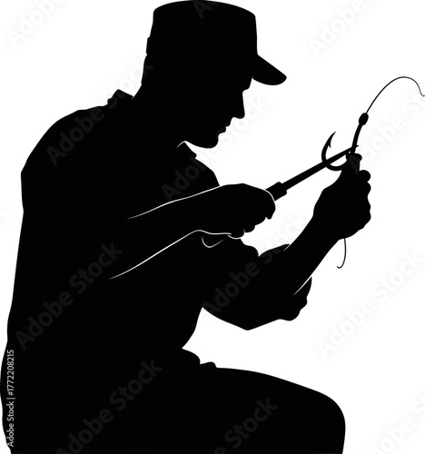 silent dedication prepares the tackle, an anglers quest for tranquil waters