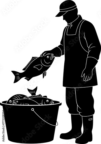 from net to pail, a fishermans abundant daily haul