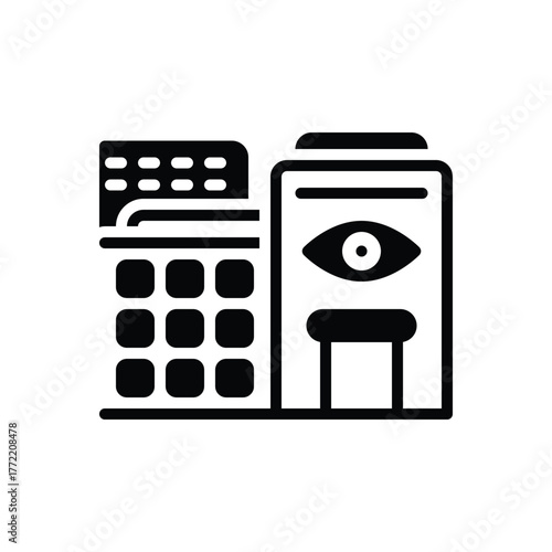 Black solid icon for eye clinic