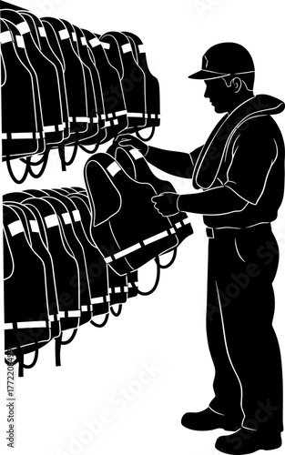 preparedness is paramount worker gathers essential life vests, securing every life