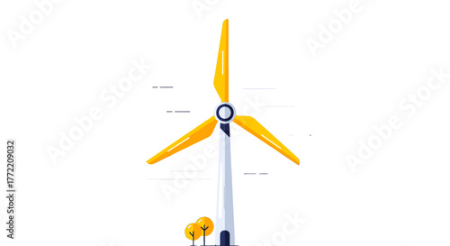 Modern Wind Turbine Illustration Sustainable Energy Concept and Renewable Power Generation