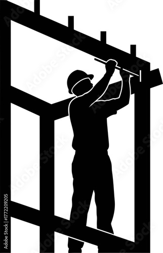 architect of tomorrow dedicated worker builds the framework of progress