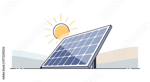 Solar Panel Illustration Harnessing Sunlight for Renewable Energy and Sustainable Power