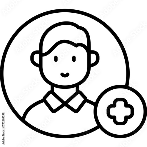 add boy friend line icon