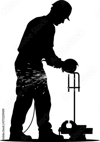 focused labor forges new forms, sparks symbolizing diligent industrial craft