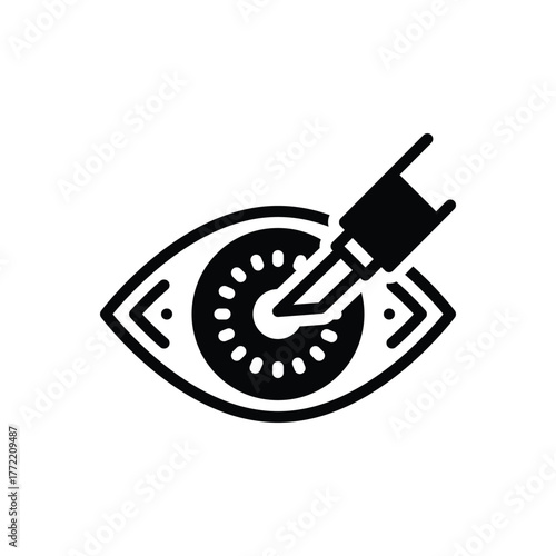 Black solid icon for cataract surgery
