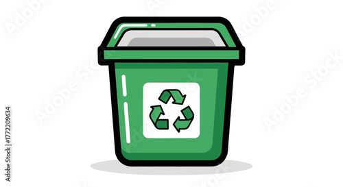 Green Recycle Bin Icon Eco-Friendly Waste Management Concept for Sustainable Living and Environmental Protection